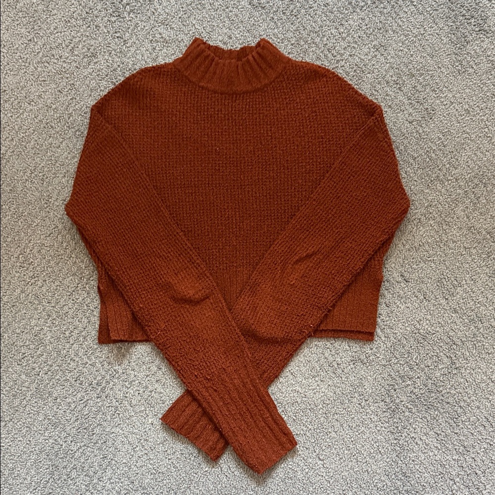 Arizona Jean Company Women's Cropped Cowl Neck Sweater - Warm Rust